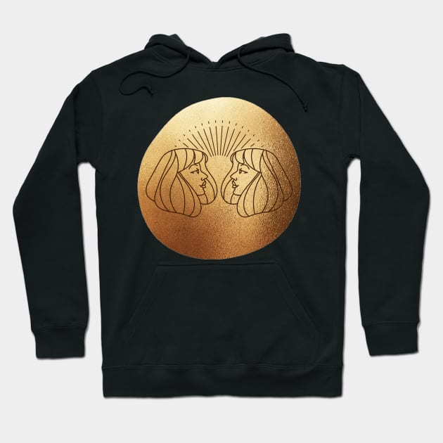 Gemini Girls Metallic Gold Hoodie by Faeblehoarder